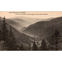 Carte postale ancienne Giromagny Territoire de Belfort vue sur la vallée de Giromagny et la Trouée de Belfort