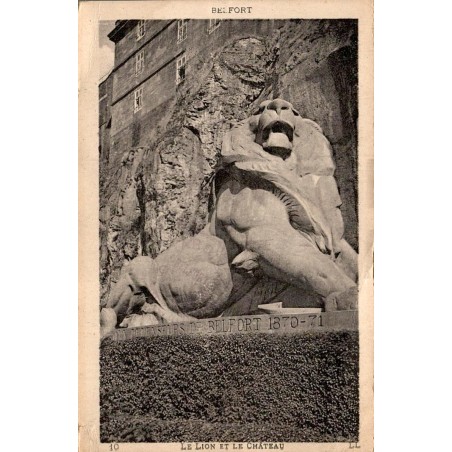 Carte postale ancienne Belfort Territoire de Belfort le Lion et le Château