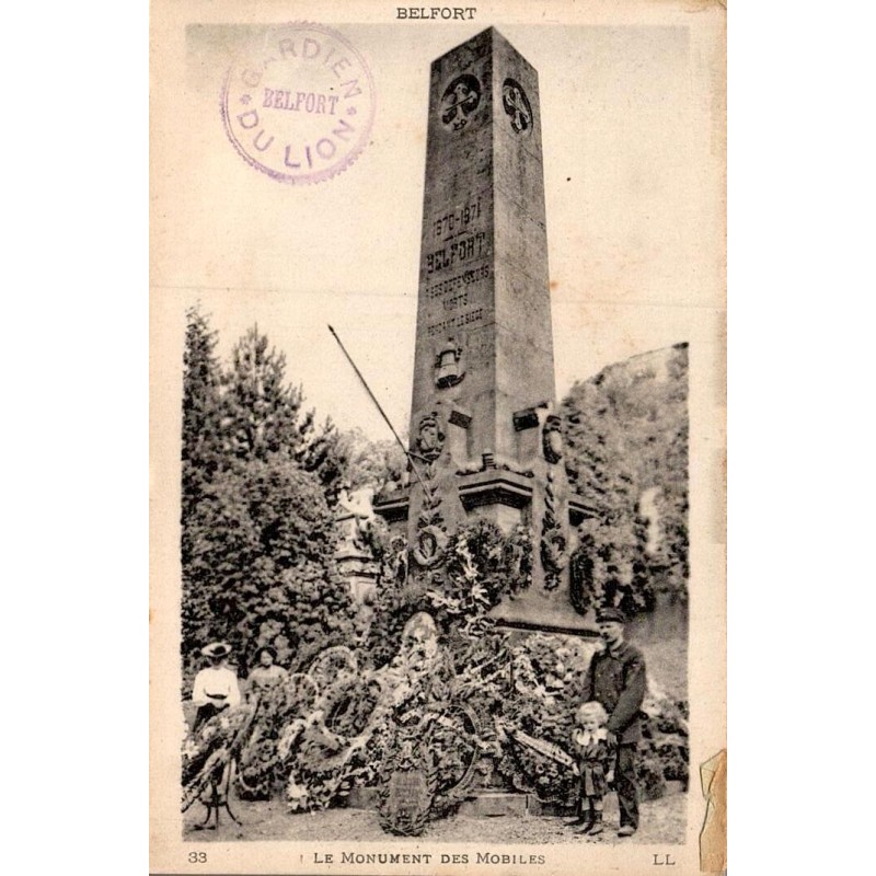 Carte postale ancienne Belfort Territoire de Belfort le Monument des Mobiles