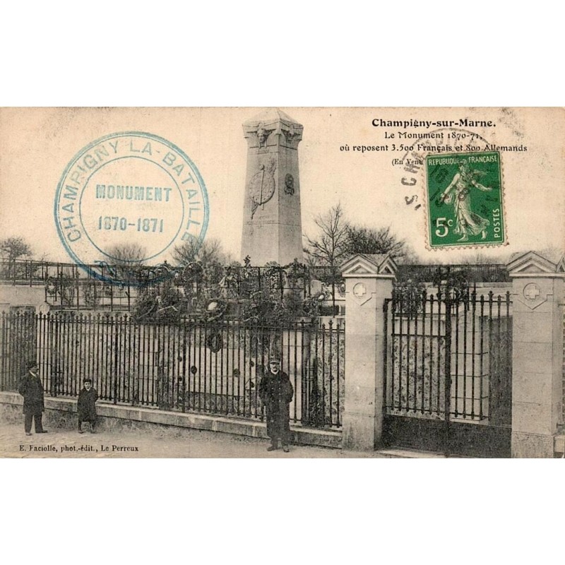 Carte postale ancienne Champigny-sur-Marne Val-de-Marne Monument 1870-71