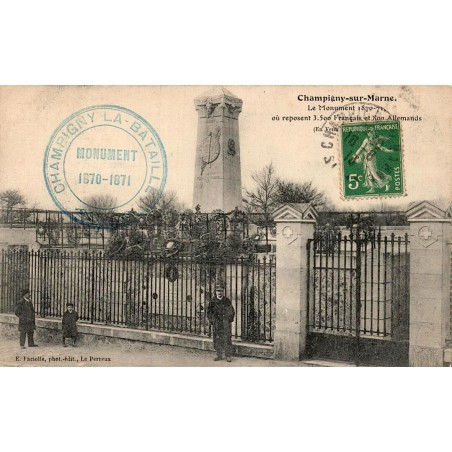 Carte postale ancienne Champigny-sur-Marne Val-de-Marne Monument 1870-71