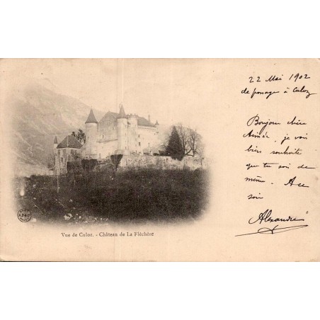 Carte postale ancienne Culoz Ain vue de Culoz Château de la Fléchère