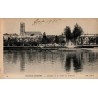 Carte postale ancienne Château-Thierry l’église et la route de Soissons Aisne