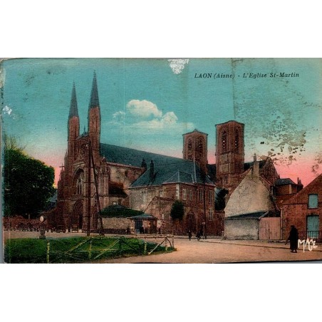 Carte postale ancienne Laon église Saint-Martin Aisne
