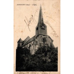 Carte postale ancienne Agnicourt église Saint-Médard Aisne