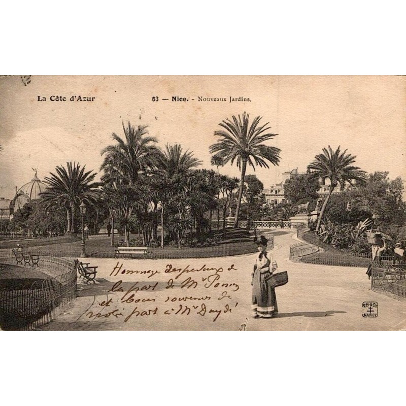 Carte postale ancienne Nice Nouveaux Jardins Alpes-Maritimes