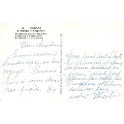 Carte postale ancienne Lourdes – La Basilique et l’Apparition | CPA religieuse