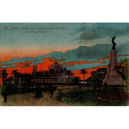 Carte postale ancienne Nice Palais de la Jetée coucher de soleil Alpes-Maritimes