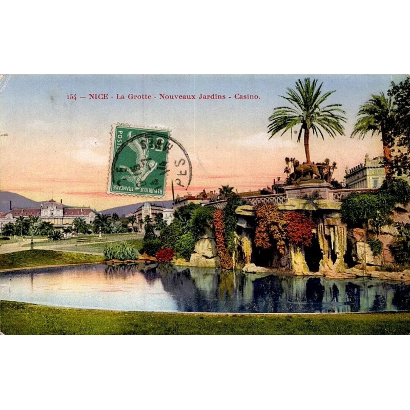 Carte postale ancienne Nice la Grotte Nouveaux Jardins Casino Alpes-Maritimes