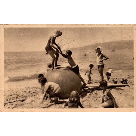 Carte postale ancienne Juan-les-Pins jeux d’enfants Côte d’Azur Alpes-Maritimes