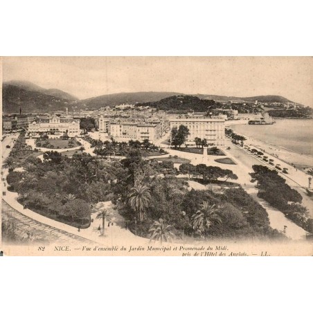 Carte postale ancienne Nice vue du Jardin Municipal et Promenade du Midi prise de l’Hôtel des Anglais Alpes-Maritimes LL