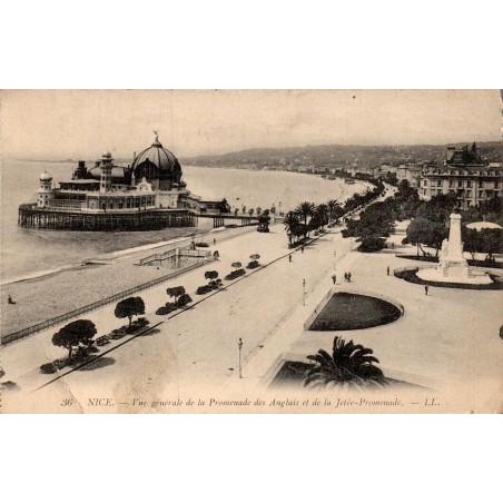 Carte postale ancienne Nice vue générale de la Promenade des Anglais et de la Jetée-Promenade Alpes-Maritimes LL