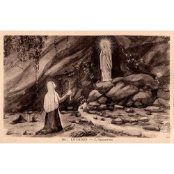 Carte postale ancienne Lourdes – L’Apparition de la Vierge Marie à Bernadette