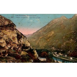Carte postale ancienne Ussat-les-Bains vue sur la gare Ariège