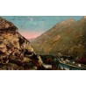 Carte postale ancienne Ussat-les-Bains vue sur la gare Ariège