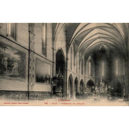 Carte postale ancienne Foix intérieur de l’église Ariège