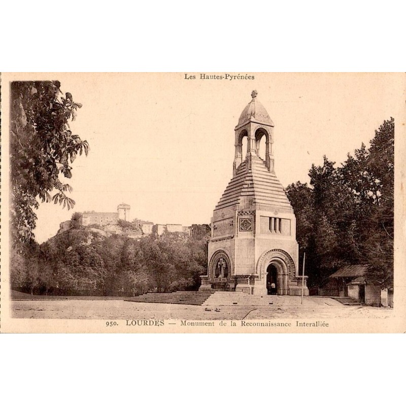 Carte postale ancienne Lourdes – Monument de la Reconnaissance Interalliée