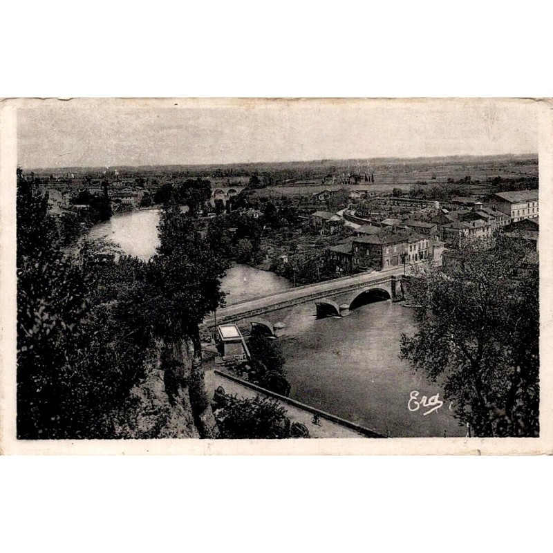 Carte postale ancienne Saverdun panorama de l’Ariège édition Mounié