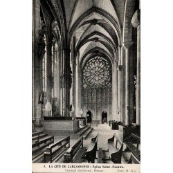 Carte postale ancienne Carcassonne église Saint-Nazaire rosace Aude