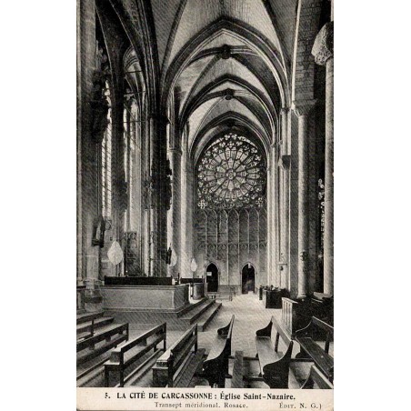 Carte postale ancienne Carcassonne église Saint-Nazaire rosace Aude