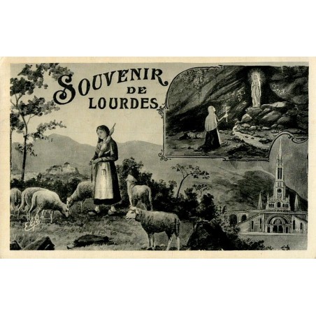Carte postale ancienne « Souvenir de Lourdes », Lourdes Hautes-Pyrénées