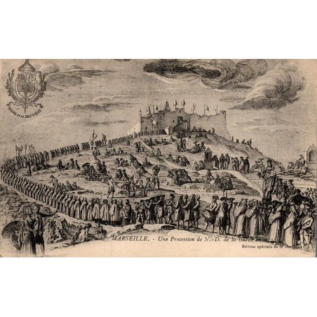 Carte postale ancienne Marseille procession Notre-Dame de la Garde