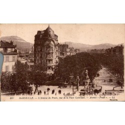 Carte postale ancienne Marseille Avenue du Prado Place Castellane
