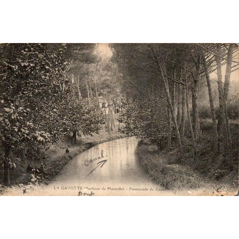Carte postale ancienne La Gavotte Promenade du Canal Marseille