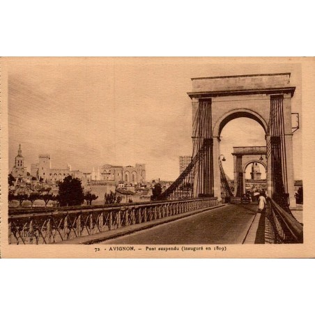 Carte postale ancienne Avignon pont suspendu inauguré en 1809