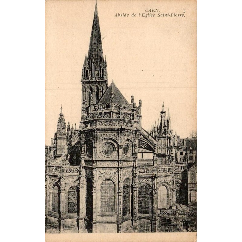 Carte postale ancienne Caen abside église Saint-Pierre Calvados collection CPA ancienne