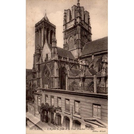 Carte postale ancienne Caen église Saint-Jean tour penchée Calvados CPA collection