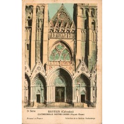 Carte postale ancienne Bayeux cathédrale Notre-Dame façade ouest Calvados CPA