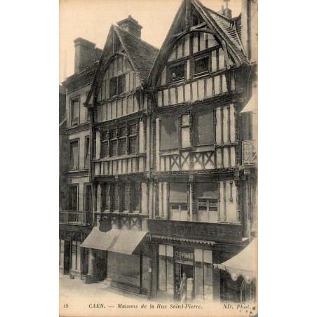 Carte postale ancienne Caen maisons rue Saint-Pierre Calvados CPA collection