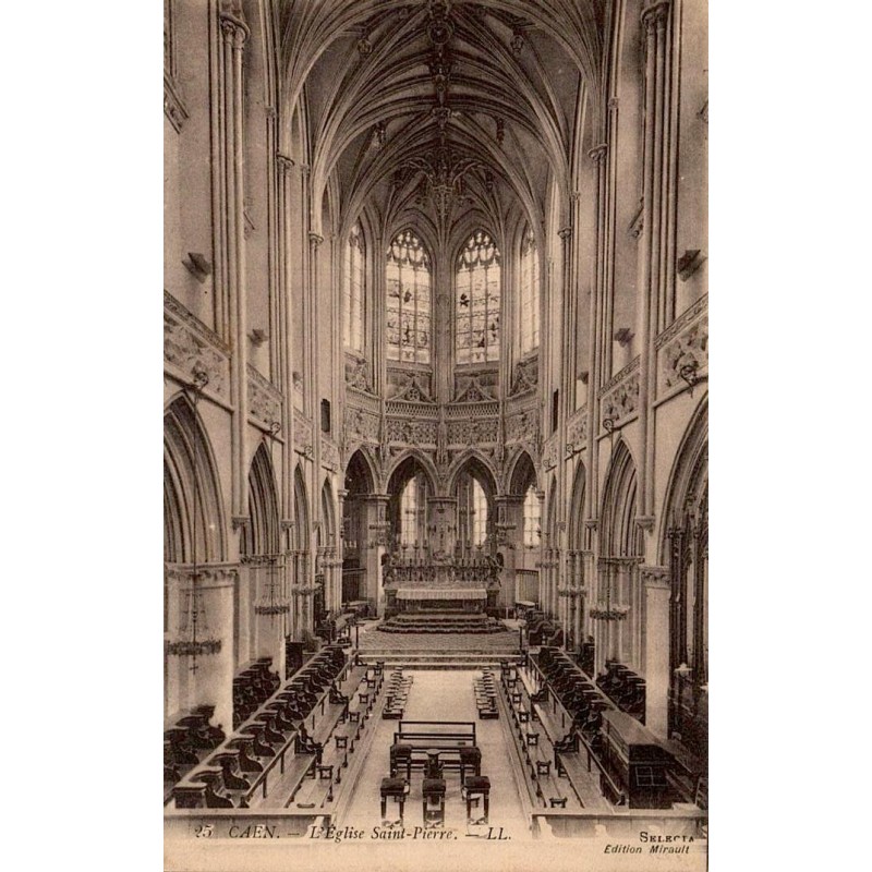 Carte postale ancienne Caen église Saint-Pierre Calvados CPA LL collection