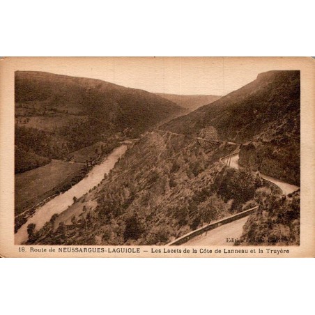 Carte postale ancienne Laguiole route de Neussargues lacets Truyère Aveyron CPA