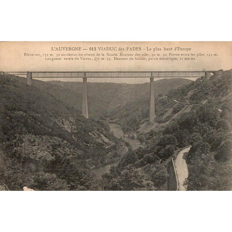 Carte postale ancienne viaduc des Fades plus haut d’Europe Puy-de-Dôme CPA