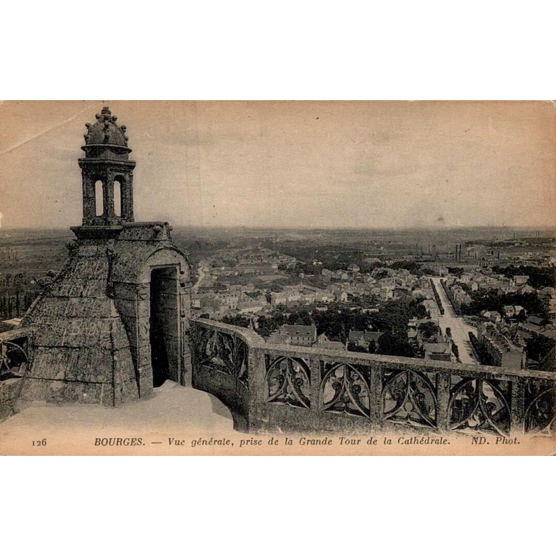 Carte postale ancienne Bourges vue générale cathédrale Cher CPA ND