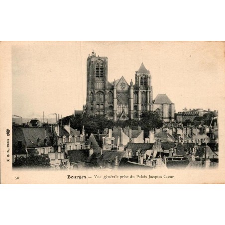 Carte postale ancienne Bourges vue générale Palais Jacques Cœur Cher CPA