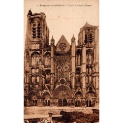 Carte postale ancienne Bourges cathédrale façade principale ouest Cher CPA collection