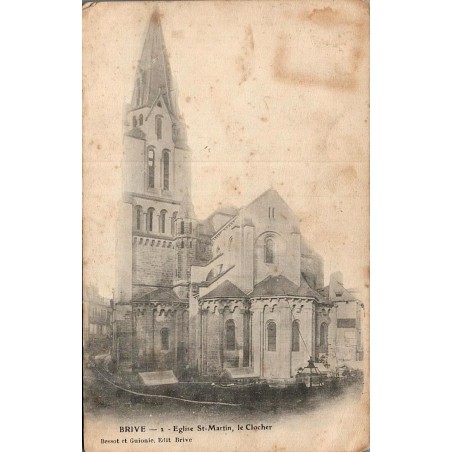Carte postale ancienne Brive église Saint-Martin clocher Corrèze CPA collection