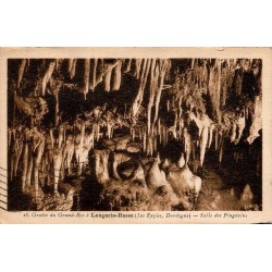 Carte postale ancienne des Eyzies représentant la salle des Pingouins dans la grotte du Grand Roc à Laugerie-Basse
