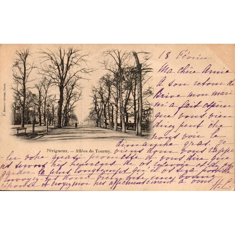 Carte postale ancienne de Périgueux représentant les allées de Tourny en Dordogne