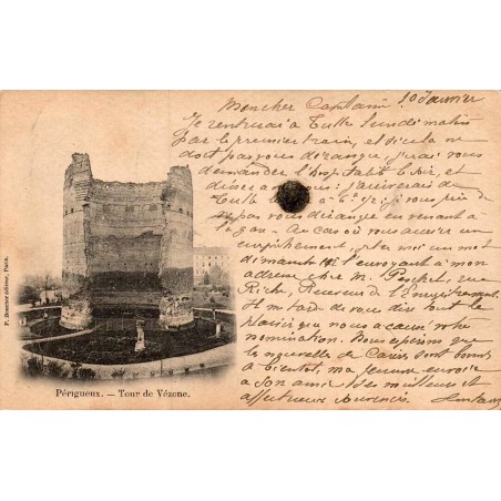 Carte postale ancienne de Périgueux représentant la tour gallo-romaine de Vésone en Dordogne