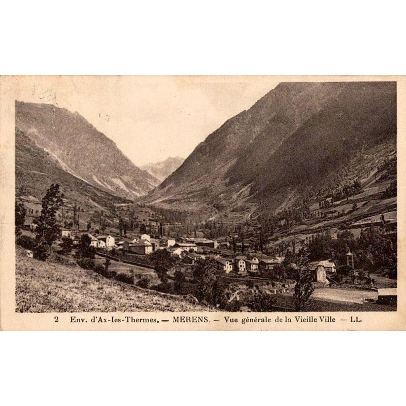 Carte postale ancienne Mérens-les-Vals – Vue générale de la vieille ville