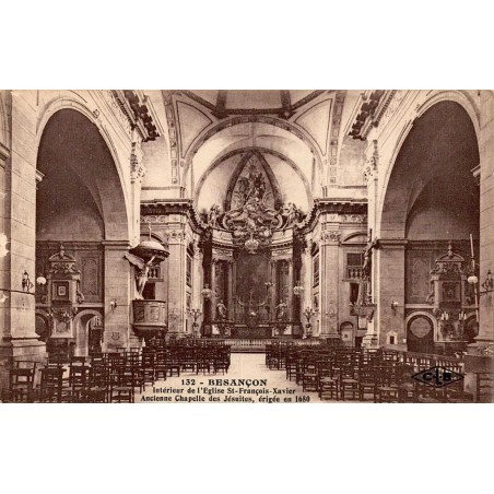 Carte postale ancienne représentant l’intérieur de l’église Saint-François-Xavier de Besançon dans le Doubs