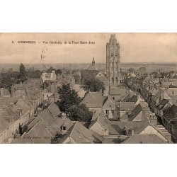 Carte postale ancienne de Verneuil-sur-Avre représentant la tour Saint-Jean dans l’Eure au début du XXe siècle
