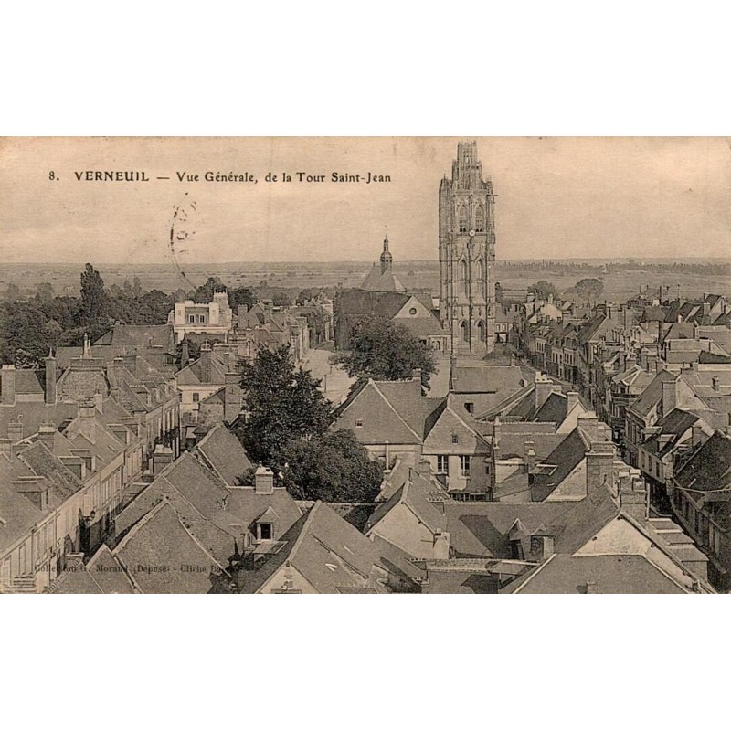 Carte postale ancienne de Verneuil-sur-Avre représentant la tour Saint-Jean dans l’Eure au début du XXe siècle