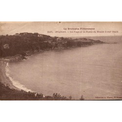 Carte postale ancienne de la plage et de la pointe du Moulin à Étables-sur-Mer à marée haute