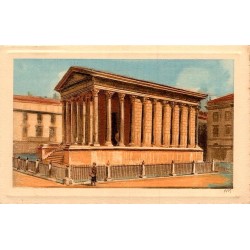 Carte postale ancienne de Nîmes représentant la Maison Carrée et le patrimoine gallo-romain du Gard