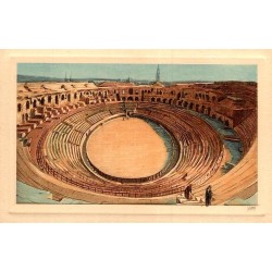 Carte postale ancienne de Nîmes représentant les arènes romaines dans le Gard au début du XXe siècle